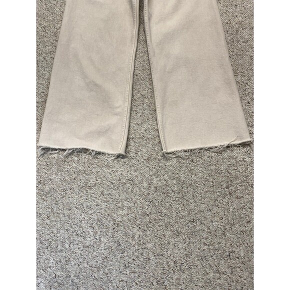 Zara High-Rise The Marine Straight Wide Leg Raw Hem Tan/Cream 6 - Picture 6 of 9